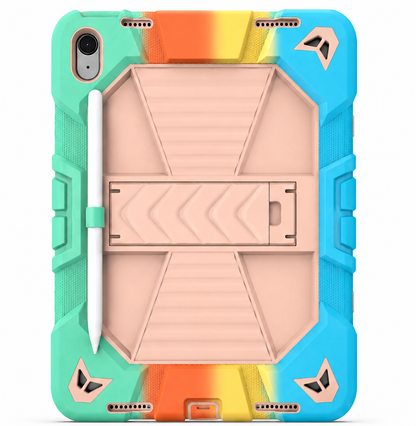 iPad Air 5th Generation (10.9 Inch) Rugged Shockproof Case with Kickstand (Rainbow)