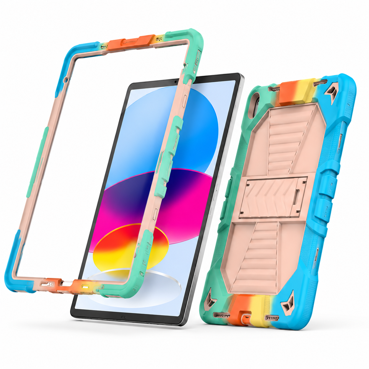 iPad Air 5th Generation (10.9 Inch) Rugged Shockproof Case with Kickstand (Rainbow)