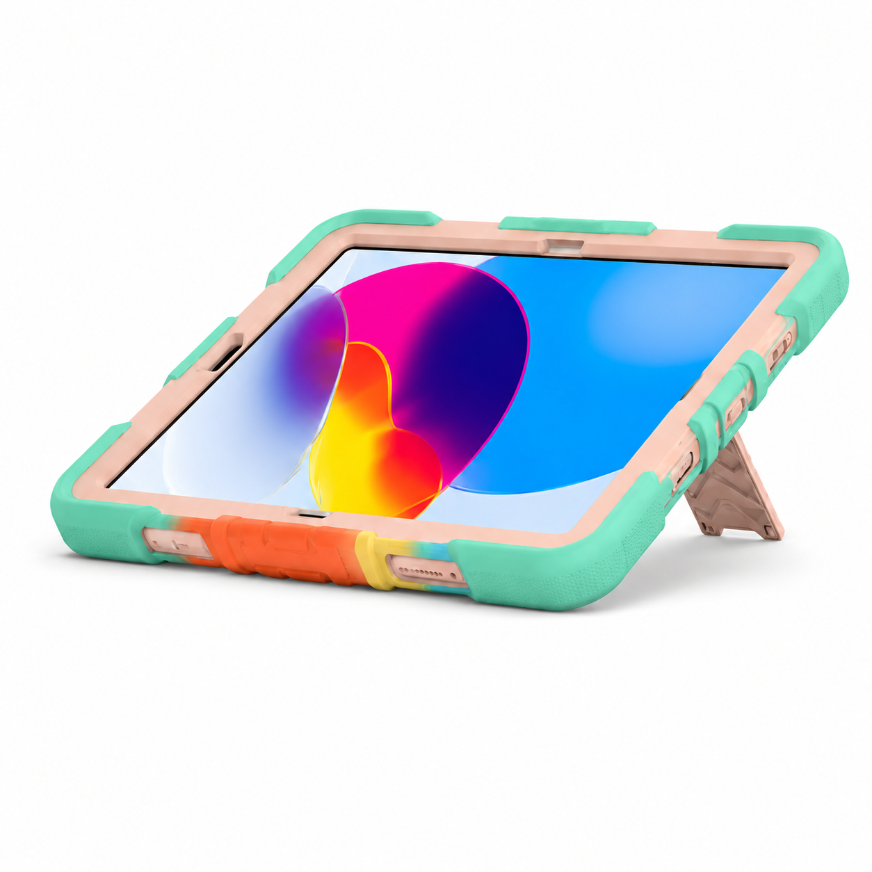 iPad Air 5th Generation (10.9 Inch) Rugged Shockproof Case with Kickstand (Rainbow)