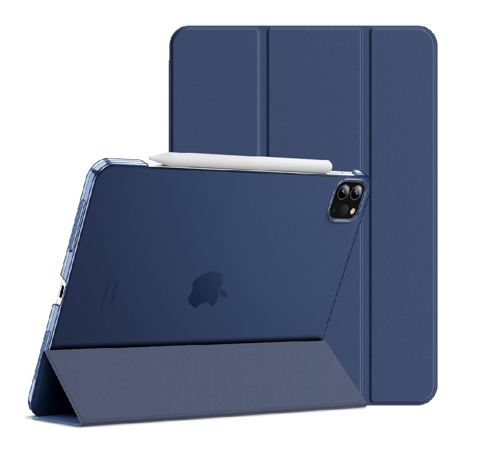 Ultra-Thin PU Leather Magnetic Case with Pencil Holder for iPad Pro 11 (2018-2022) – Full Body Protective Folio Cover (Blue)