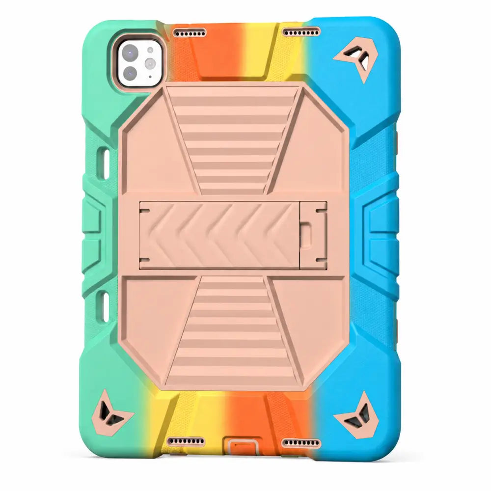 iPad Pro 11-Inch (M4) 2024 7th Gen Rugged Shockproof Case with Kickstand (Rainbow)