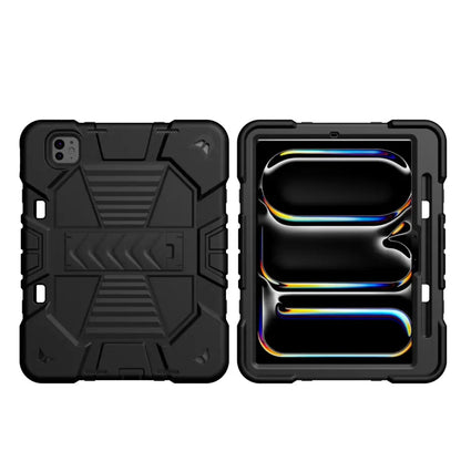 iPad Pro 11-Inch (M4) 2024 7th Gen Rugged Shockproof Case with Kickstand (Black)