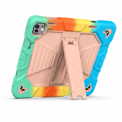 iPad Pro 11-Inch (M4) 2024 7th Gen Rugged Shockproof Case with Kickstand (Rainbow)