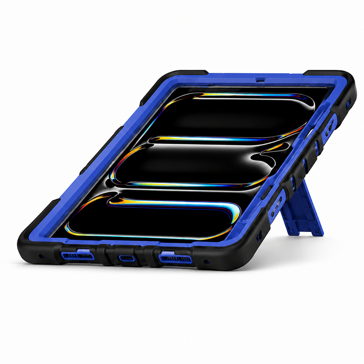 iPad Pro 11-Inch (M4) 2024 7th Gen Rugged Shockproof Case with Kickstand (Blue)