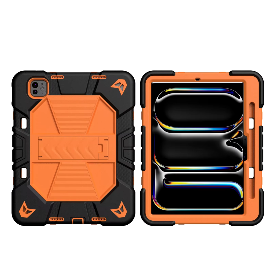 iPad Pro 13-Inch (M4) 2024 Rugged Shockproof Case with Kickstand (Orange)