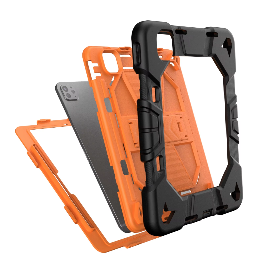 iPad Pro 11-Inch (M4) 2024 7th Gen Rugged Shockproof Case with Kickstand (Orange)
