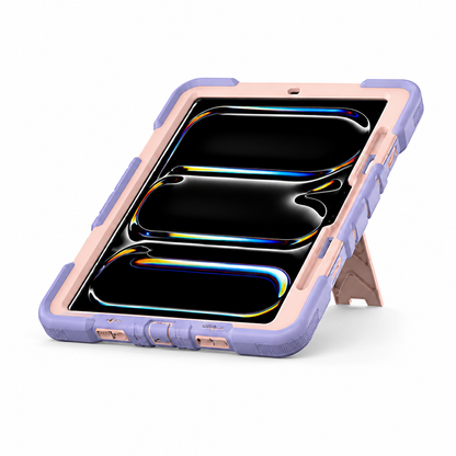 iPad Pro 11-Inch (M4) 2024 7th Gen Rugged Shockproof Case with Kickstand (Pink)