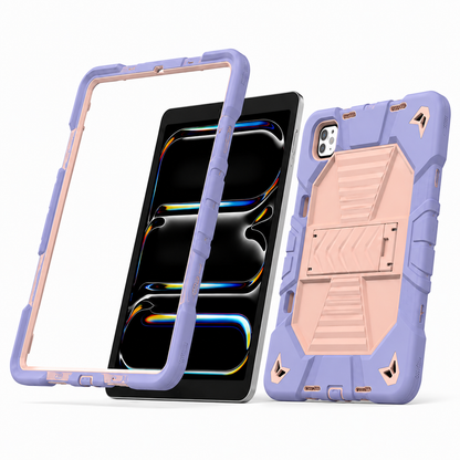 iPad Pro 11-Inch (M4) 2024 7th Gen Rugged Shockproof Case with Kickstand (Pink)