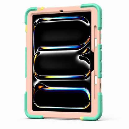 iPad Pro 11-Inch (M4) 2024 7th Gen Rugged Shockproof Case with Kickstand (Rainbow)