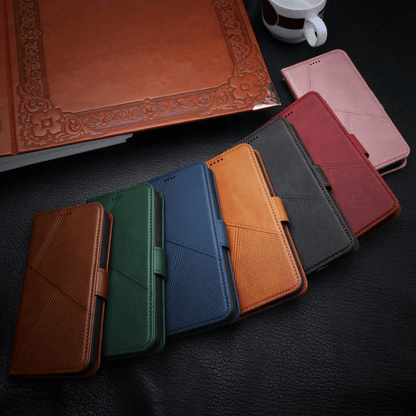 iPhone 16 Pro Flip Wallet Case Cowhide Dot Pattern