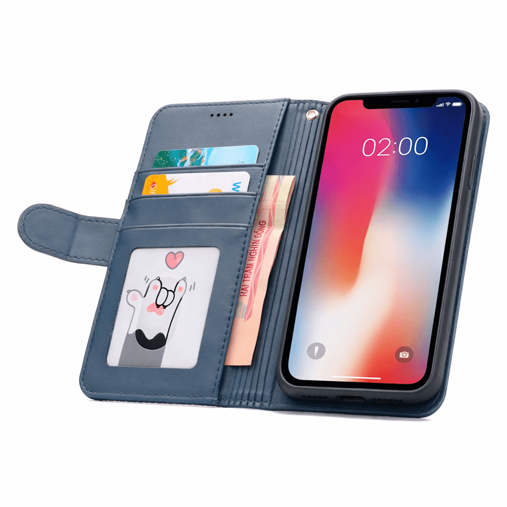 iPhone 11 Flip Wallet Case Cowhide Finish Dot Pattern – 3 Card Slot & Back Magnet Closure