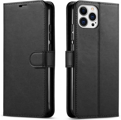 iPhone 12 Pro Max Flip PU Leather Wallet Case (Black)