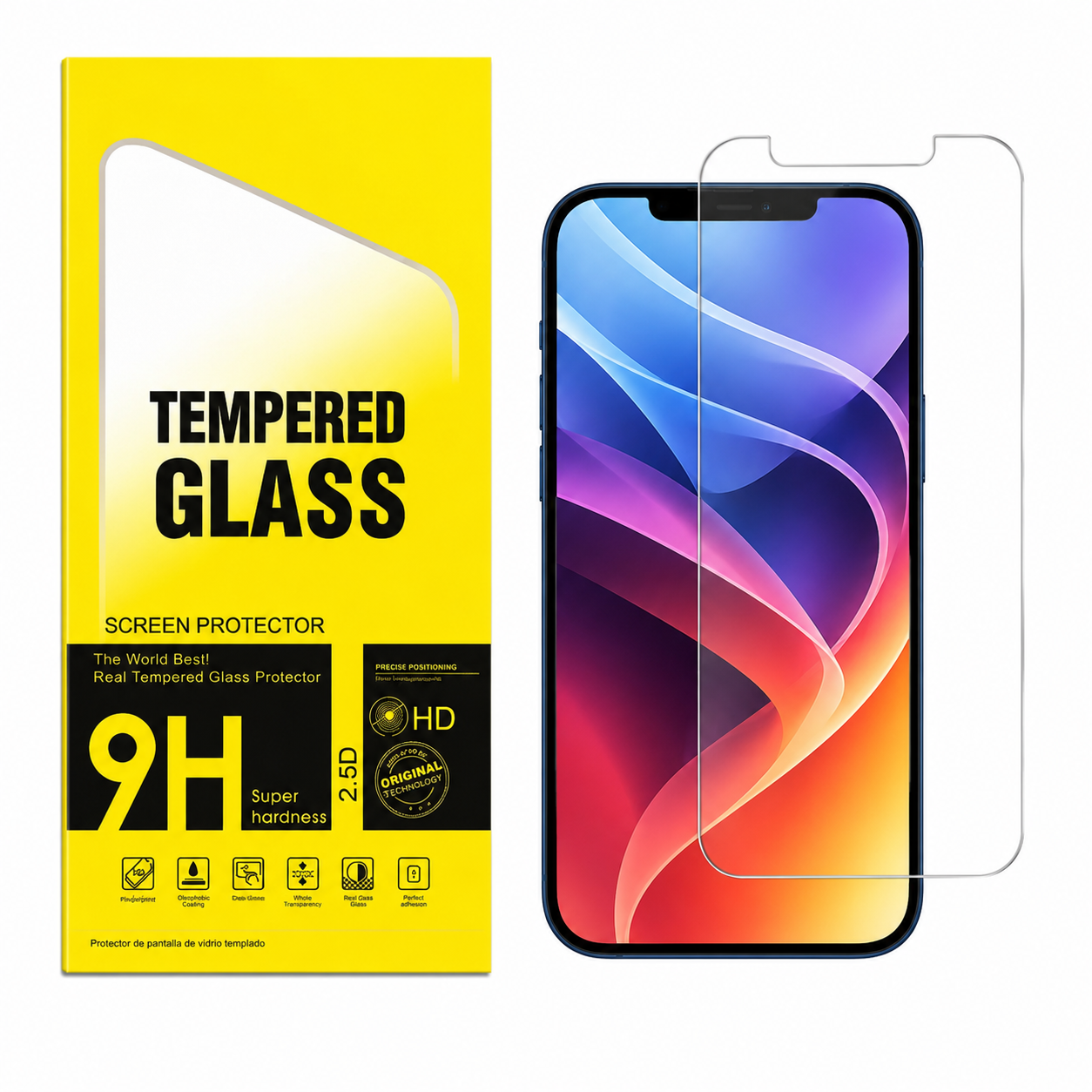 Iphone 14 Plus Clear Tempered Glass Screen Protector – 9H HD, 2.5D Rounded Edge, Impact & Scratch Resistant