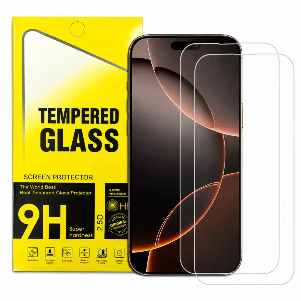 Iphone 14 Pro Max Clear Tempered Glass Screen Protector (2 Pack) – 9H HD, 2.5D Rounded Edge, Impact & Scratch Resistant
