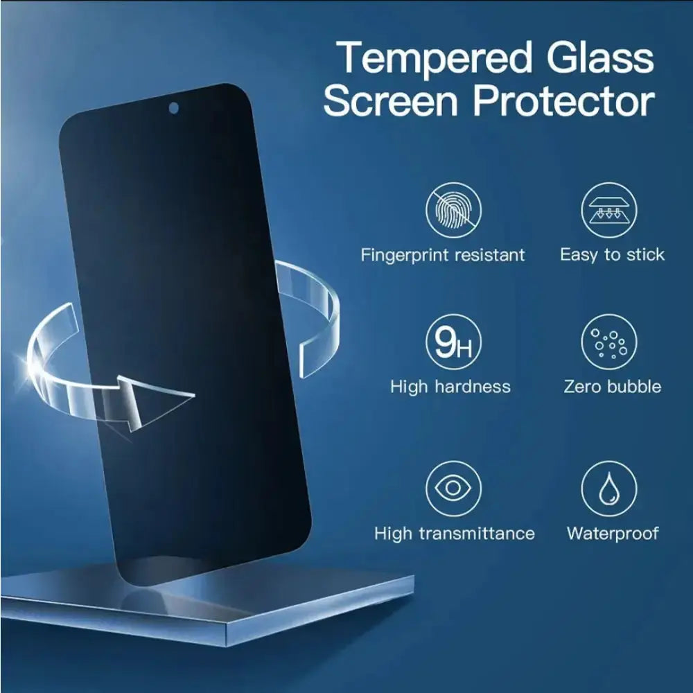 iPhone 14 Pro Max Privacy Tempered Glass Screen Protector (2 Pack) – 9H HD Anti-Spy, 2.5D Rounded Edge, Impact & Scratch Resistant
