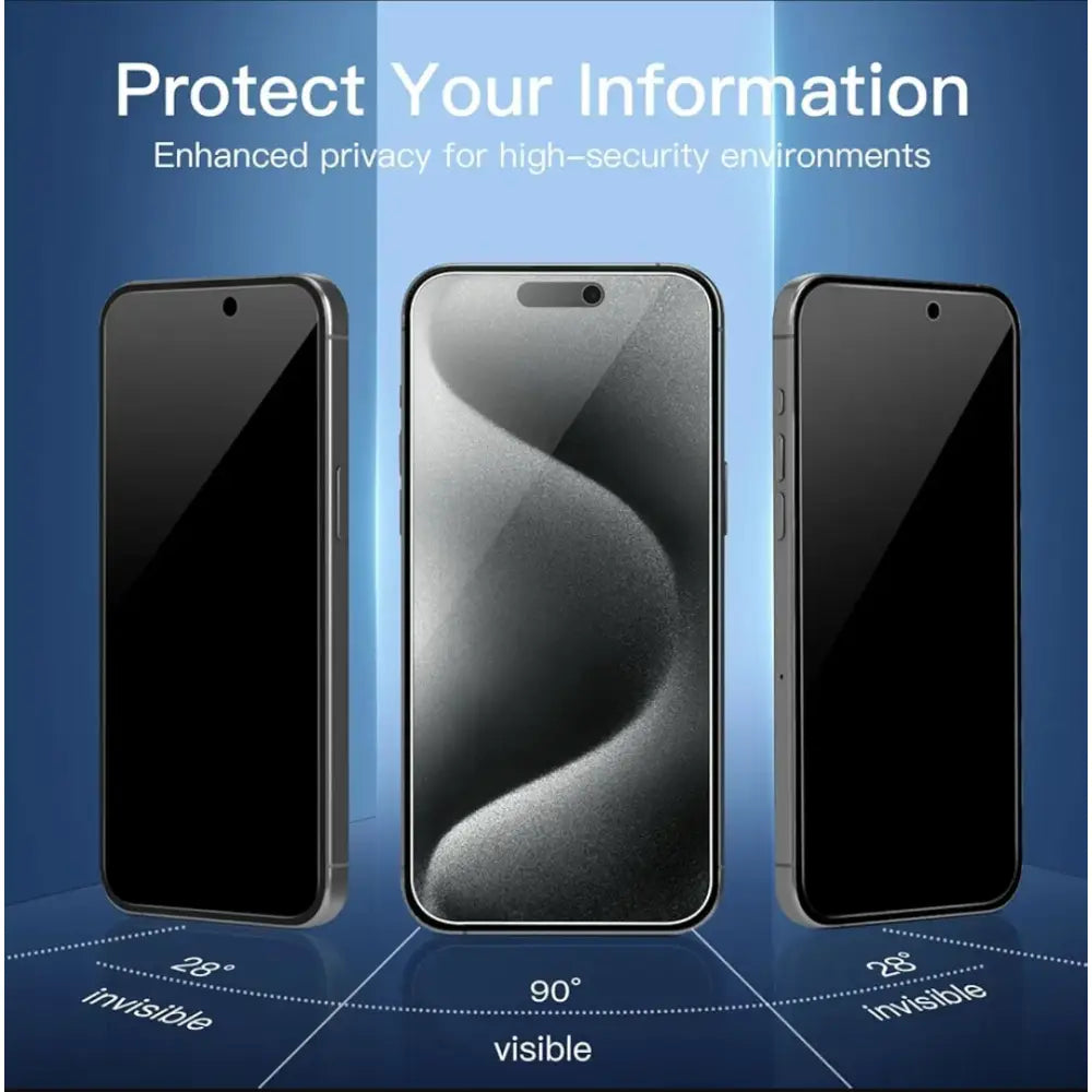 iPhone 14 Pro Privacy Tempered Glass Screen Protector – 9H HD Anti-Spy, 2.5D Rounded Edge, Impact & Scratch Resistant