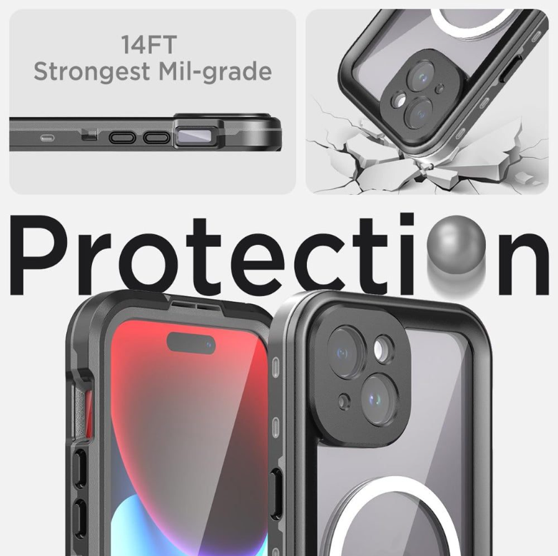 Waterproof & Shockproof Case for iPhone 15 – Clear Protective Cover