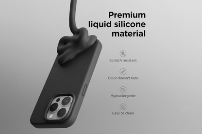 iPhone 15 Pro Silicone Case – Soft Protective Cover (Black, Blue, Red)