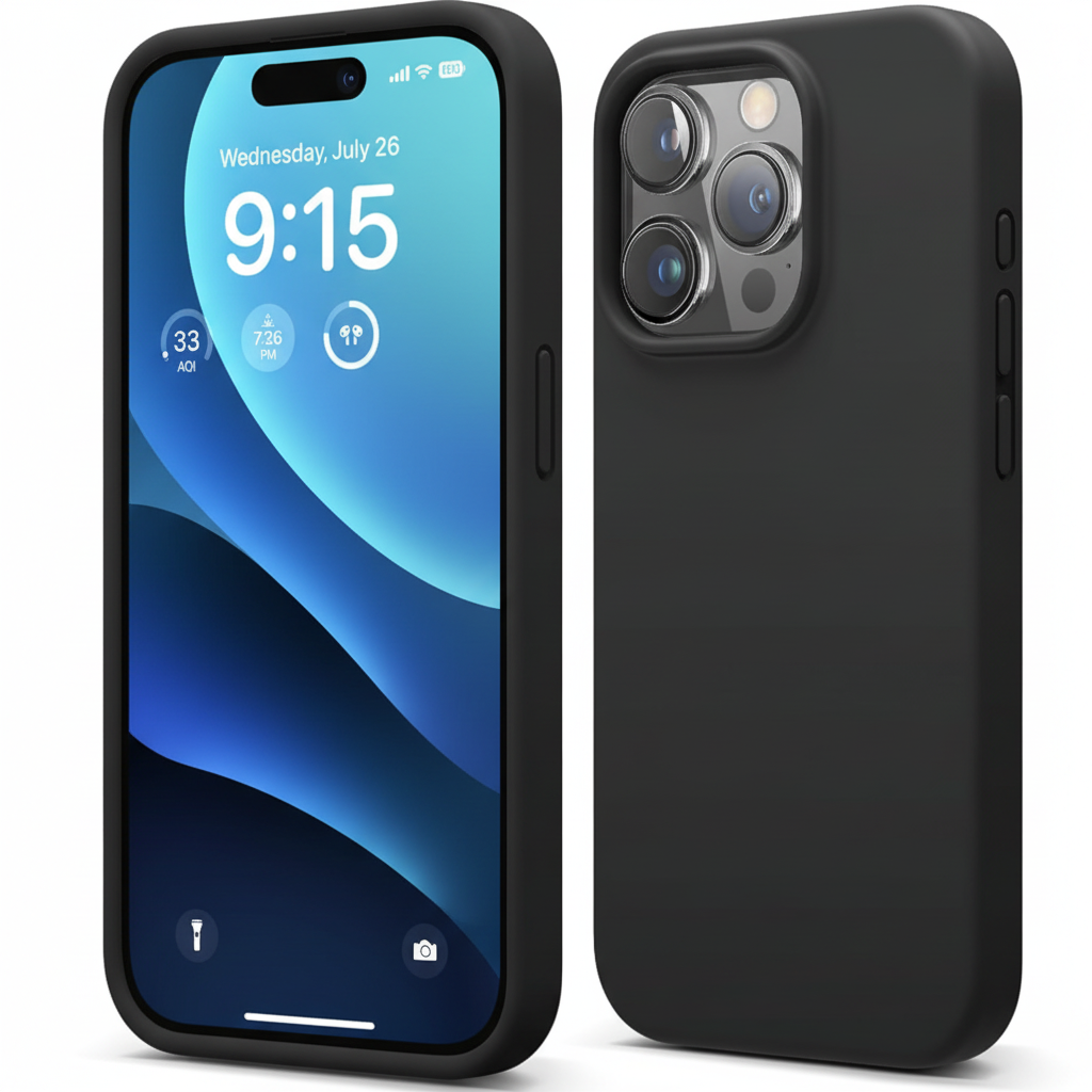 iPhone 14 Pro Max Silicone Case – Soft Protective Cover (Black, Blue, Red)