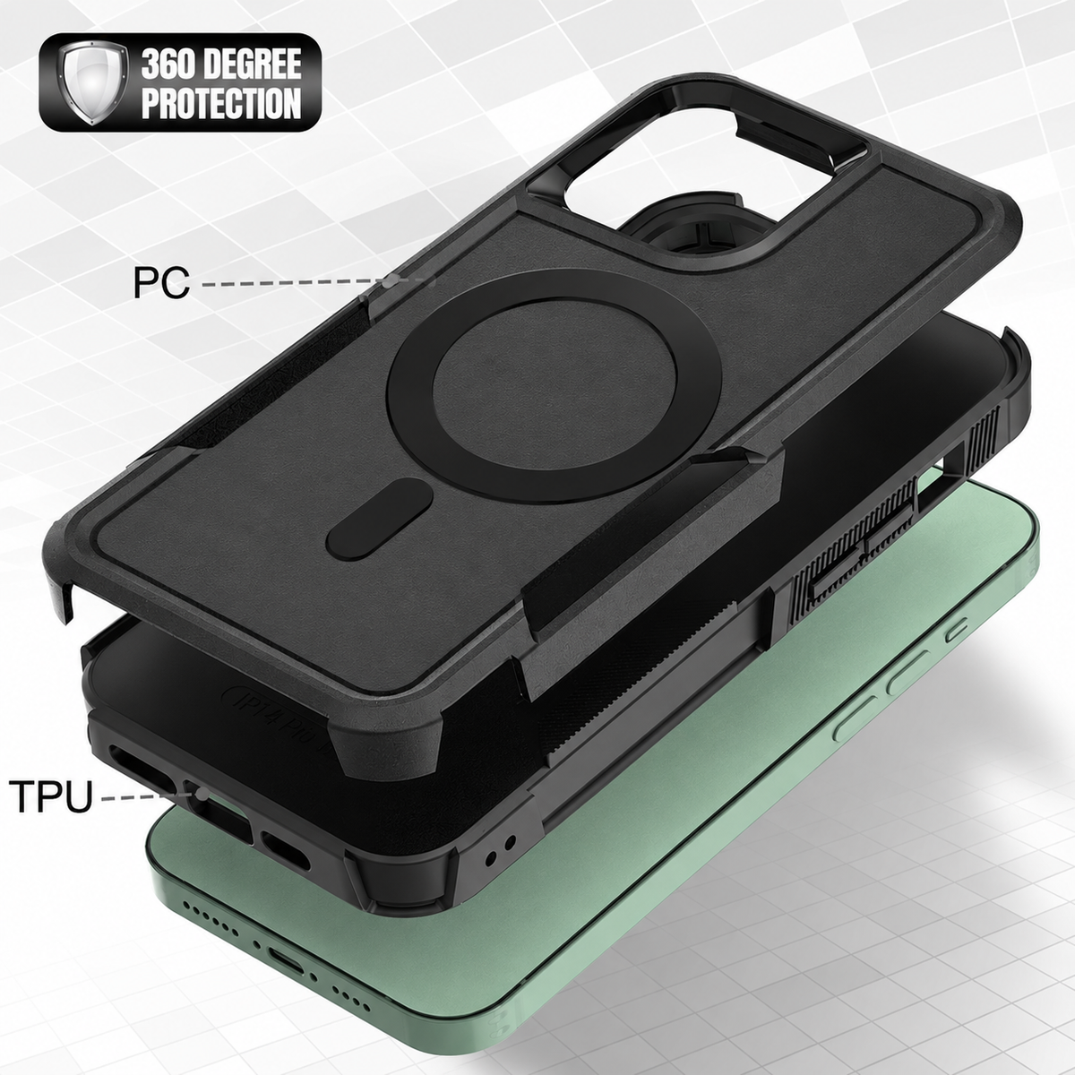 iPhone 15 Pro Max MagSafe Case – Rugged Shockproof Heavy Duty Cover