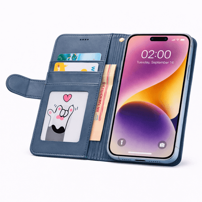 iPhone 18 Pro Max Flip Wallet Case Cowhide Dot Pattern