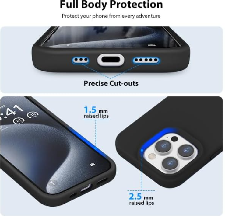 iPhone 14 Pro Max Silicone Case – Soft Protective Cover (Black, Blue, Red)