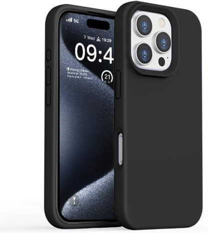 iPhone 16 Pro Max Silicone Case – Soft Protective Cover (Black, Blue, Red)