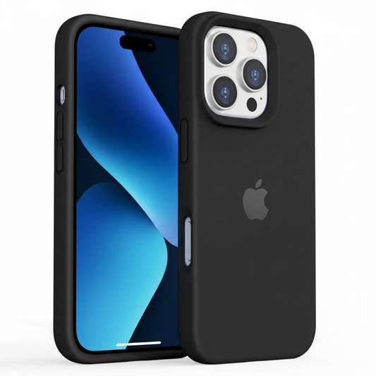 iPhone 16 Pro Silicone Case – Soft Protective Cover (Black, Blue, Red)