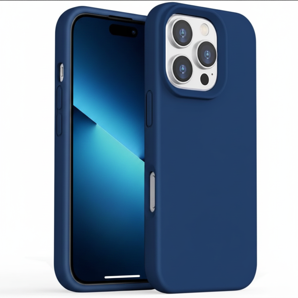iPhone 16 Pro Silicone Case – Soft Protective Cover (Black, Blue, Red)
