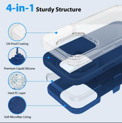 iPhone 16 Pro Max Silicone Case – Soft Protective Cover (Black, Blue, Red)