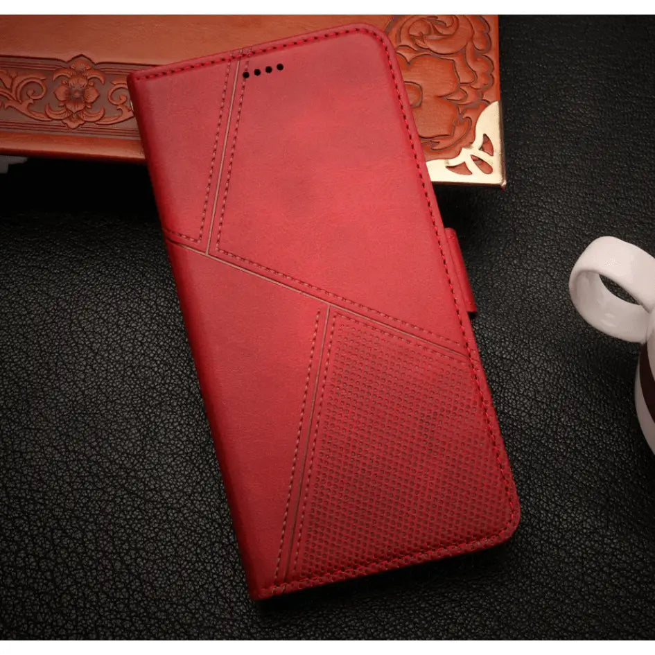 iPhone 16 Pro Max Flip Wallet Case Cowhide Dot Pattern