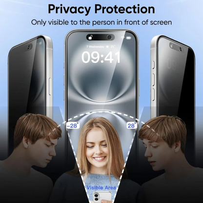 iPhone 16 Pro Max Privacy Tempered Glass Screen Protector – 9H HD Anti-Spy, 2.5D Rounded Edge, Impact & Scratch Resistant