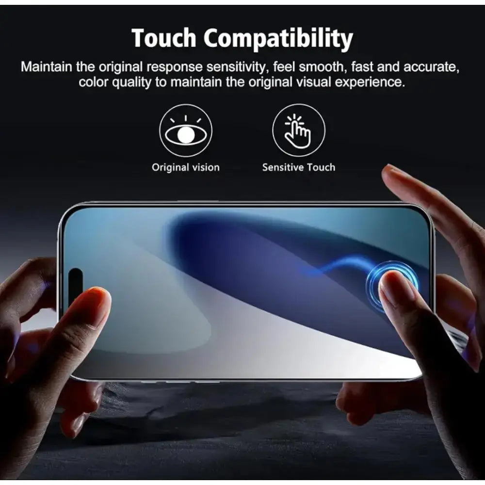 iPhone 16 Pro Max Privacy Tempered Glass Screen Protector (2 Pack) – 9H HD Anti-Spy, 2.5D Rounded Edge, Impact & Scratch Resistant