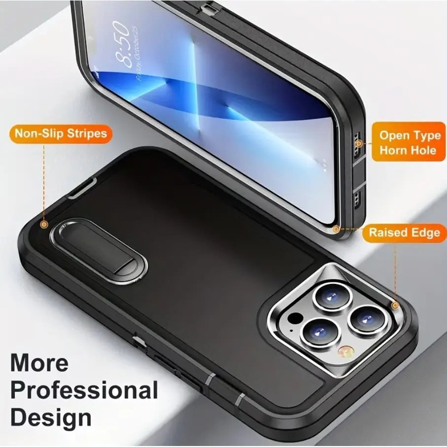 IPhone 16 Pro Max Triple Layer Armor Hard Case with Kickstand
