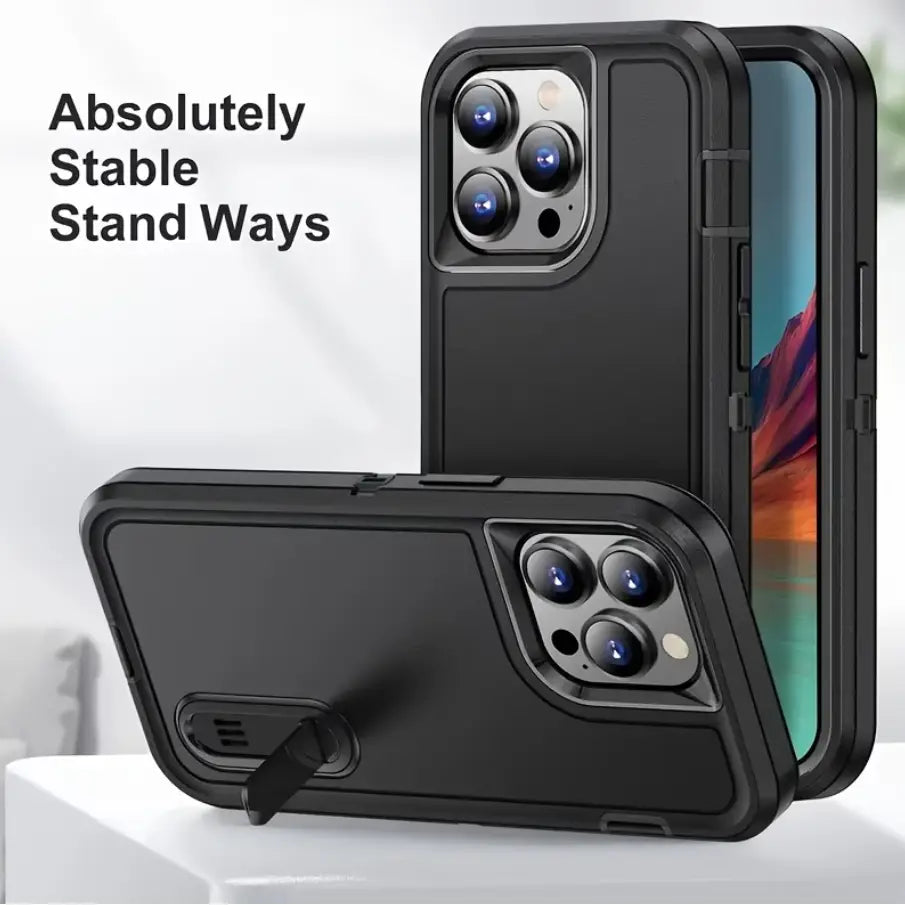 IPhone 16 Pro Max Triple Layer Armor Hard Case with Kickstand