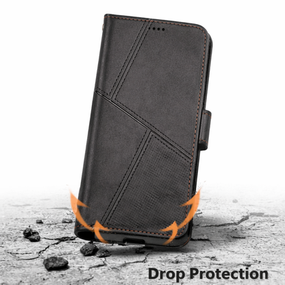 iPhone 15 Pro Flip Wallet Case Cowhide Dot Pattern