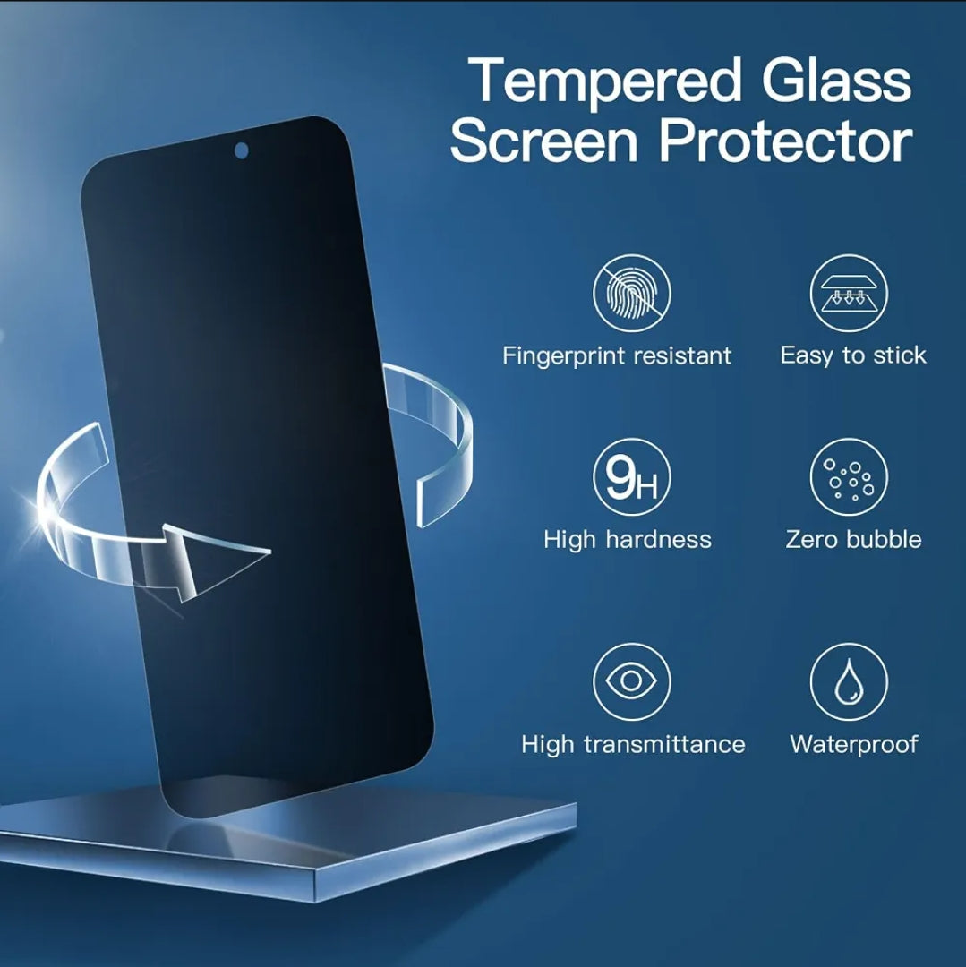iPhone 17 Privacy Tempered Glass Screen Protector (2 Pack) – 9H HD Anti-Spy, 2.5D Rounded Edge, Impact & Scratch Resistant