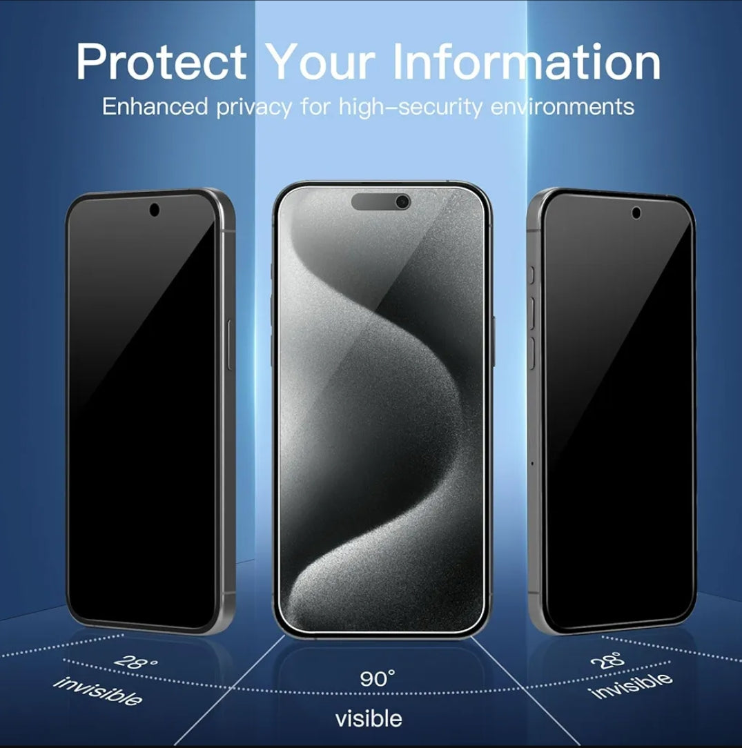 iPhone 17 Privacy Tempered Glass Screen Protector (2 Pack) – 9H HD Anti-Spy, 2.5D Rounded Edge, Impact & Scratch Resistant