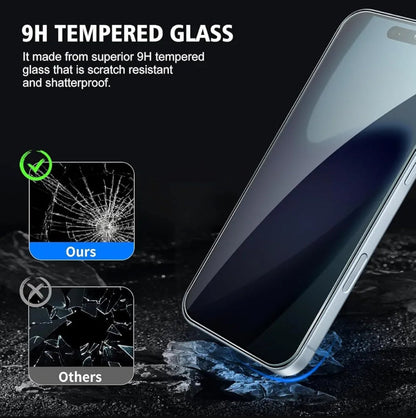 iPhone 15 Pro Max Privacy Tempered Glass Screen Protector (2 Pack) – 9H HD Anti-Spy, 2.5D Rounded Edge, Impact & Scratch Resistant