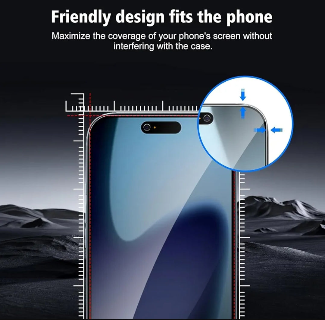 iPhone 17 Privacy Tempered Glass Screen Protector (2 Pack) – 9H HD Anti-Spy, 2.5D Rounded Edge, Impact & Scratch Resistant