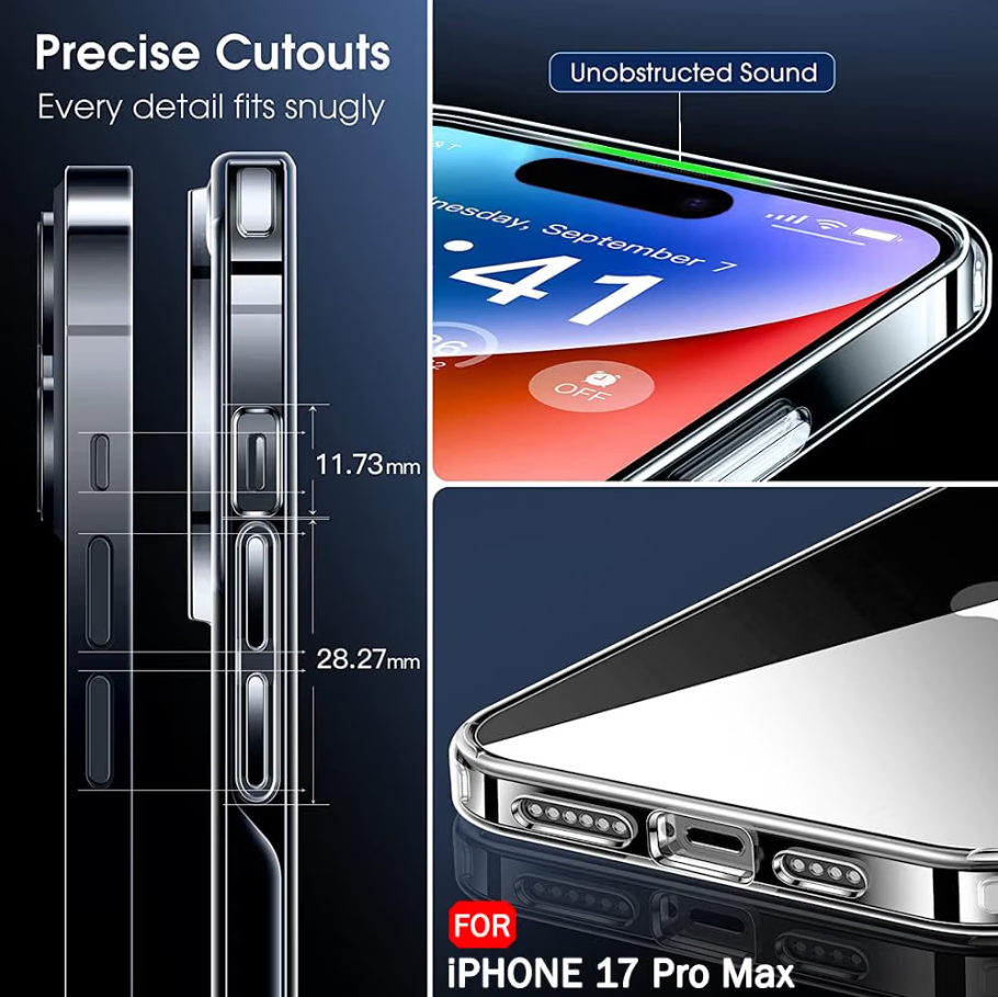 iPhone 17 Pro Max Shockproof Case - Ultimate Protection with Clear Style