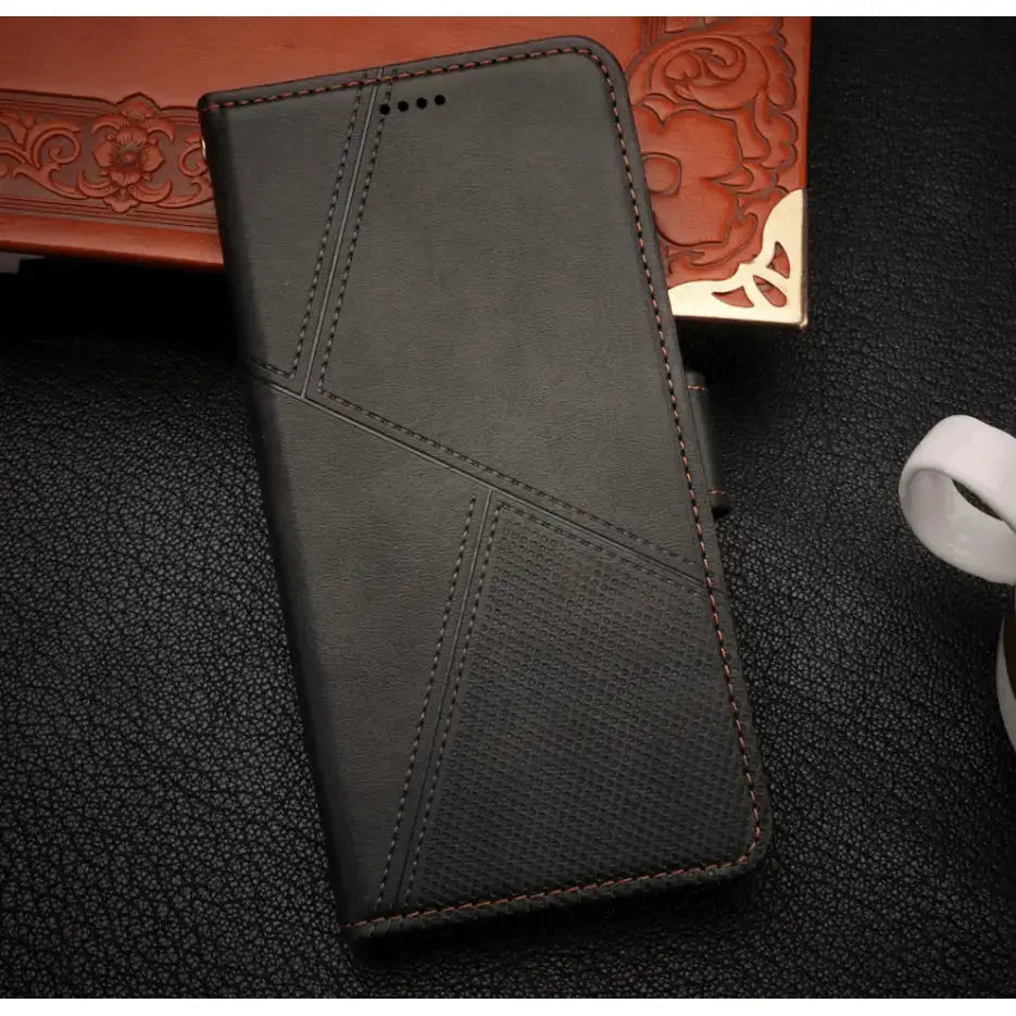 iPhone 18 Pro Flip Wallet Case Cowhide Dot Pattern