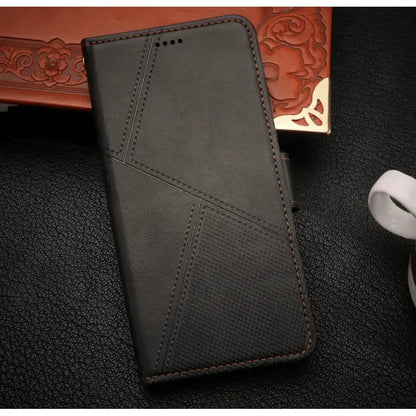 iPhone 18 Pro Flip Wallet Case Cowhide Dot Pattern