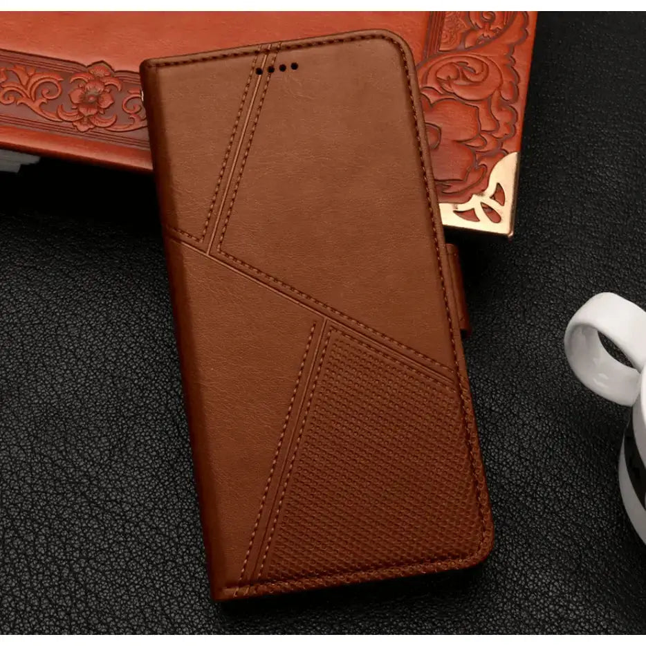 iPhone 18 Pro Flip Wallet Case Cowhide Dot Pattern