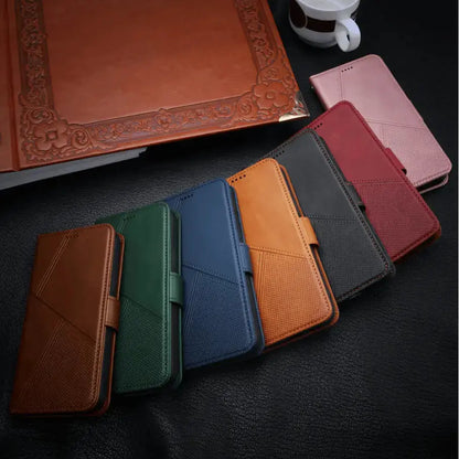 iPhone 18 Pro Flip Wallet Case Cowhide Dot Pattern