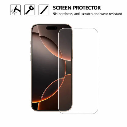 Iphone 18 Pro Max Clear Tempered Glass Screen Protector – 9H HD, 2.5D Rounded Edge, Impact & Scratch Resistant