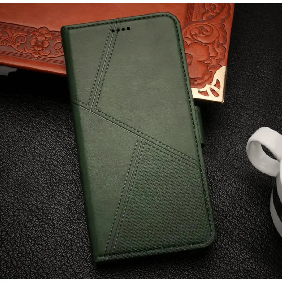 iPhone 18 Pro Max Flip Wallet Case Cowhide Dot Pattern