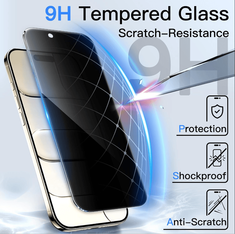 iPhone Air Privacy Tempered Glass Screen Protector – 9H HD Anti-Spy, 2.5D Rounded Edge, Impact & Scratch Resistant