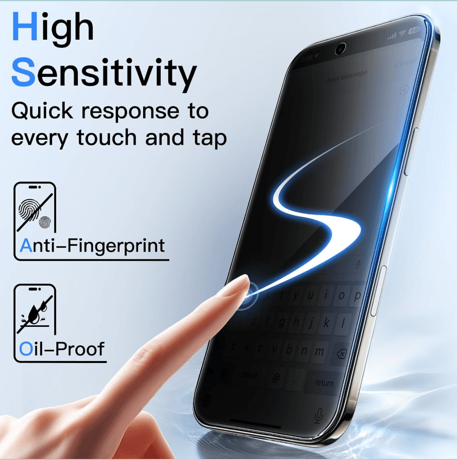 iPhone Air Privacy Tempered Glass Screen Protector – 9H HD Anti-Spy, 2.5D Rounded Edge, Impact & Scratch Resistant