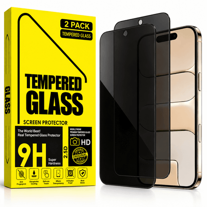 iPhone Air Privacy Tempered Glass Screen Protector (2 Pack) – 9H HD Anti-Spy, 2.5D Rounded Edge, Impact & Scratch Resistant